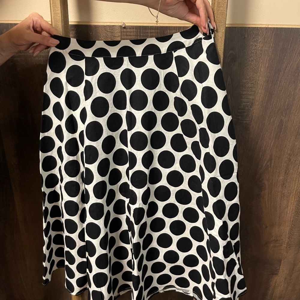 Who What Wear Black and White Polka Dot Skirt